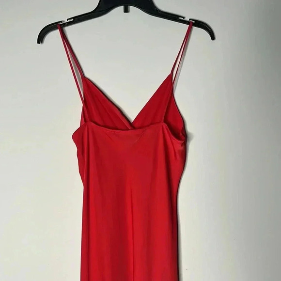 Zara Red Satin Silky Buttoned Slip Maxi Dress Size M - Picture 5 of 8